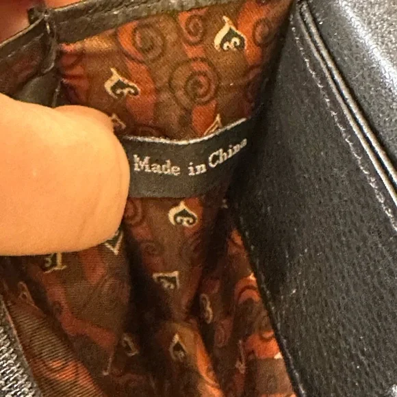 🌟7xHP🌟VTG 90s Brighton Croco Embossed Brown & Black Leather Organizer Wallet Bag - Picture 11 of 15